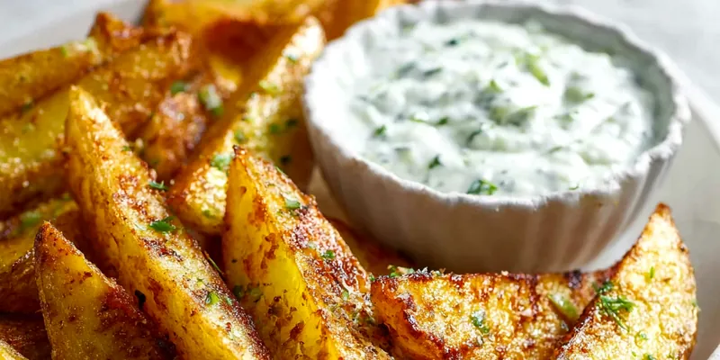 Crispy Potato Wedges Arranged