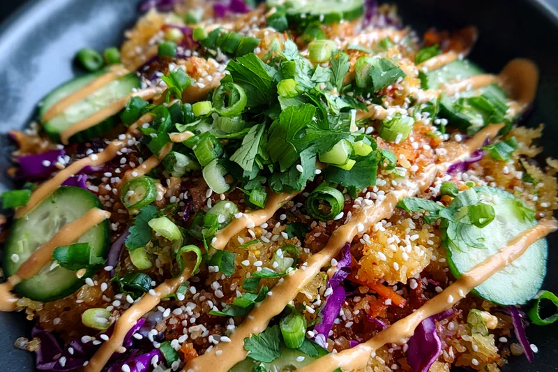 Fresh ingredients for Crispy Rice Salad