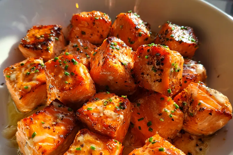 Fresh ingredients for Crispy Salmon Bites with Sauce