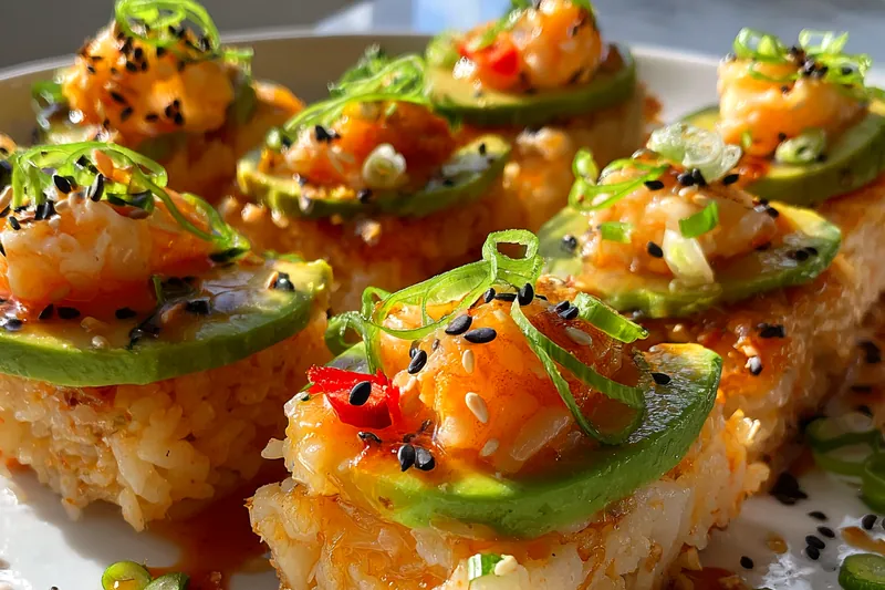 Cooking process for Crispy Salmon Rice Bites