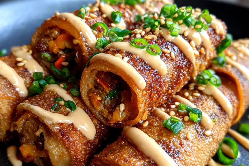 Fresh ingredients for Crispy Savory Fried Rolls