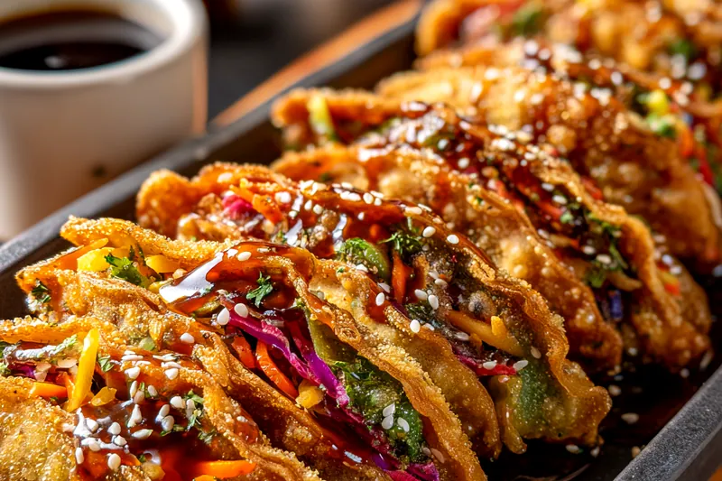 Cooking process for Crispy Teriyaki Chicken Wontons