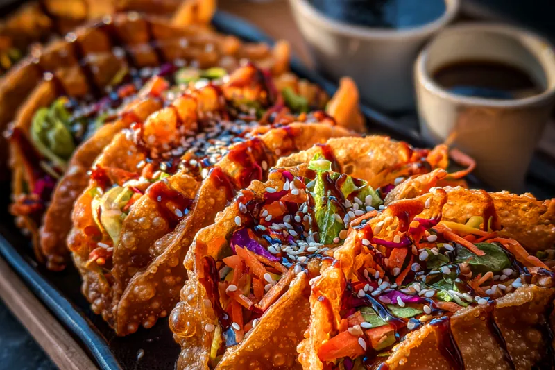 Fresh ingredients for Crispy Teriyaki Chicken Wontons