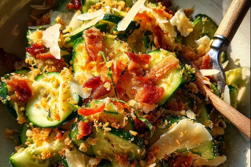 Fresh ingredients for Crunchy Cucumber Caesar Salad