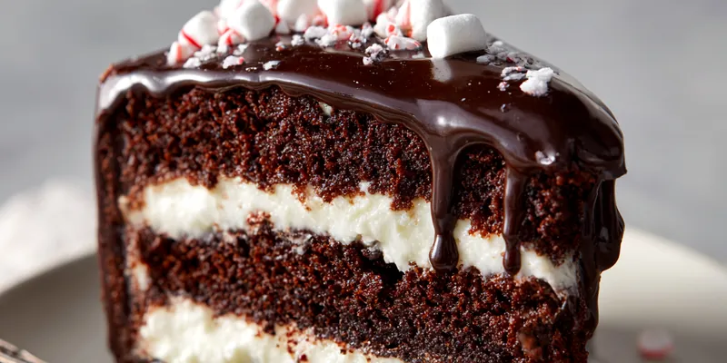 Decadent Hot Chocolate Cake with Marshmallows and Peppermint