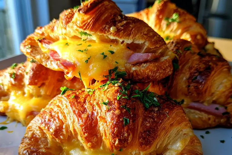 Fresh ingredients for Delicious Ham Cheese Croissants