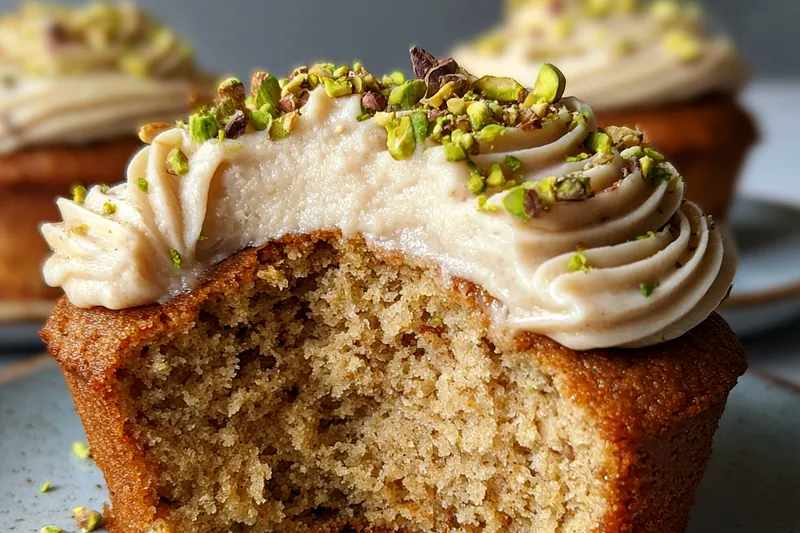 Ingredients for Delicious Pistachio Muffins laid out on a kitchen counter
