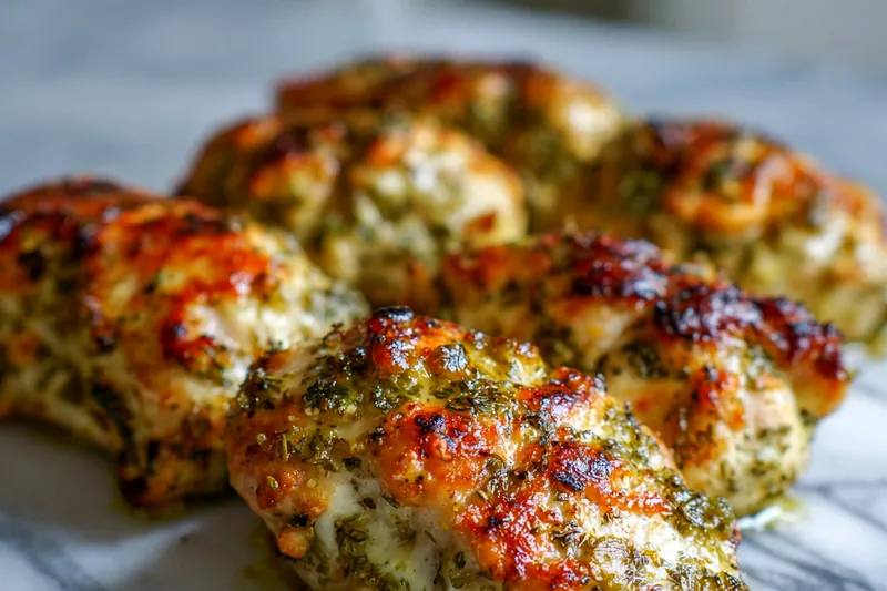 Dill Pickle Parmesan Chicken baking in the oven