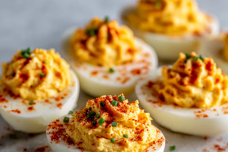 Cooking process of preparing Cajun deviled eggs