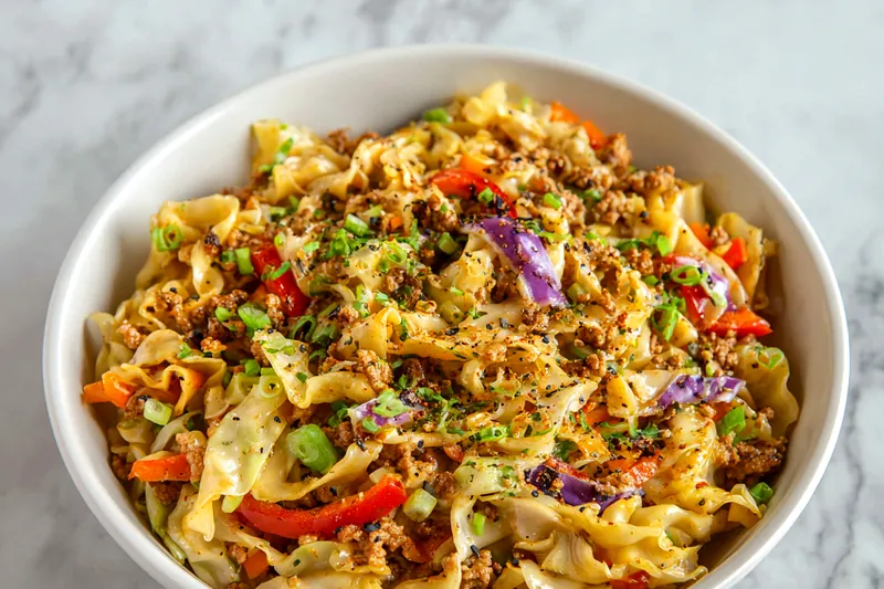 Cooking the Egg Roll in a Bowl in a skillet