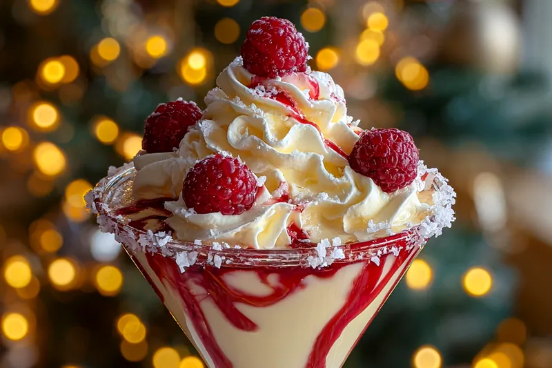 Chef Mitchell blending ingredients for the Elegant Raspberry Cream Cocktail in a modern kitchen.