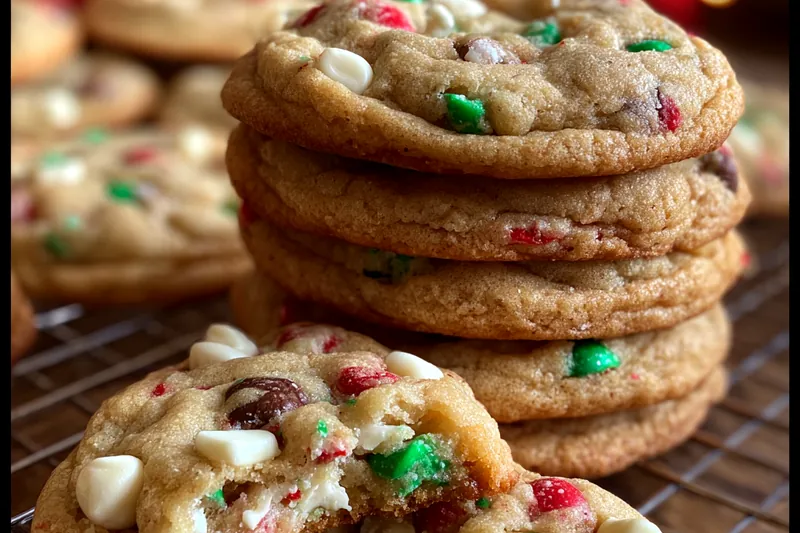 An assortment of ingredients for Festive Chocolate Cookies displayed on a countertop.