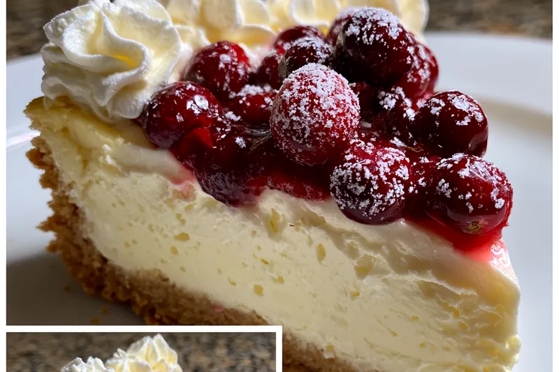A vibrant display of ingredients for Festive Cranberry Cheesecake including cranberries, cream cheese, and graham crackers.