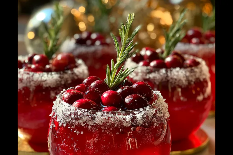 Mixing ingredients for the Festive Cranberry Cocktail in a modern kitchen.
