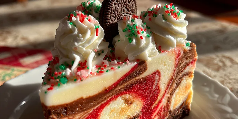 Festive Velvet Cheesecake Slice
