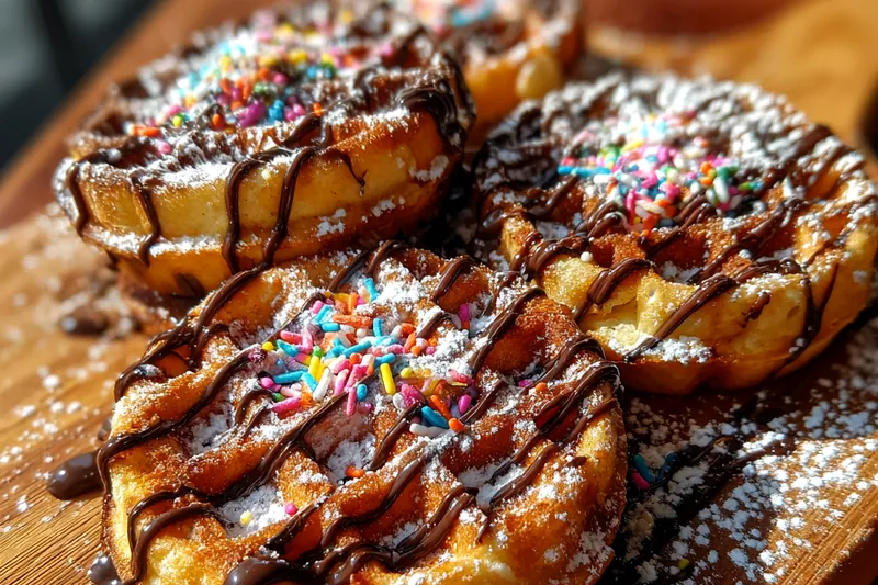 Cooking process for Fluffy Chocolate Drizzled Waffles