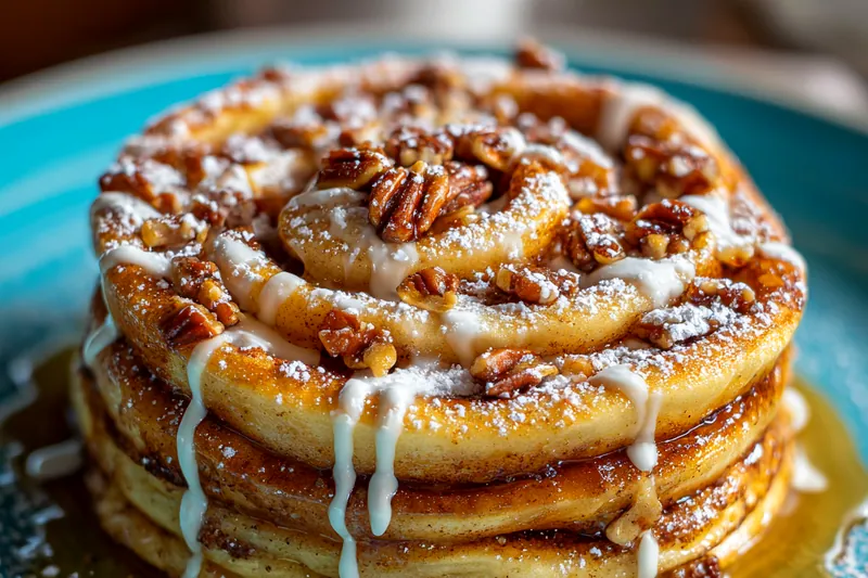 A visually appealing setup of ingredients for Cinnamon Roll Pancakes Delight, featuring flour, eggs, and spices.