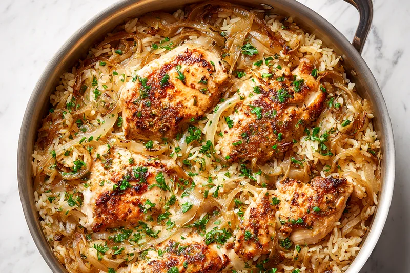 Fresh ingredients for French Onion Chicken Rice