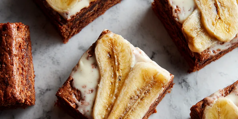 Frosted Banana Bread Brownies with Creamy Vanilla Frosting