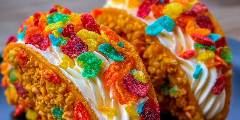 Fruity Pebbles Cheesecake Tacos