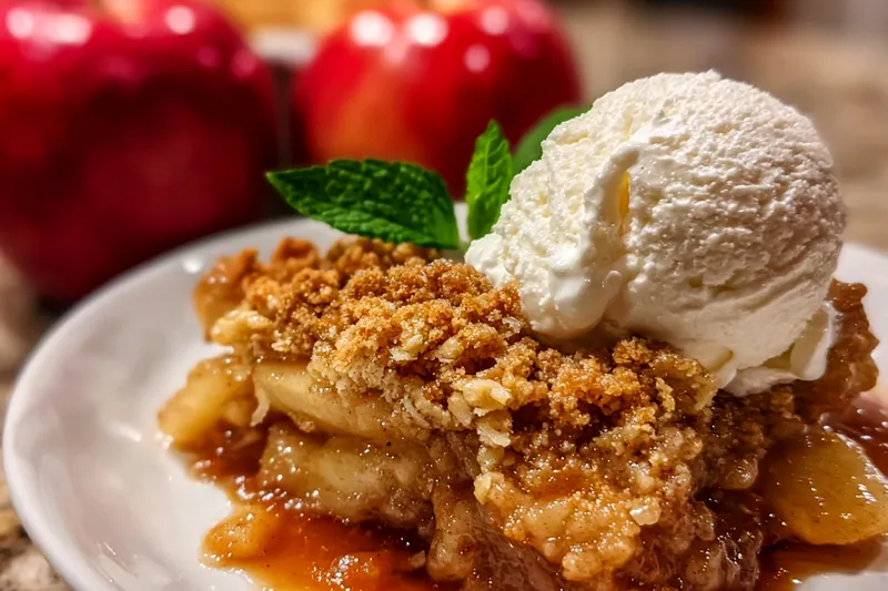 Baking the Gala apple crisp in the oven