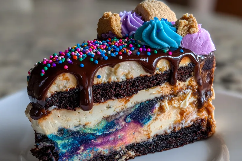 Cooking process for Galaxy Chocolate Layer Cake