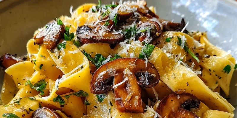 Garlic Mushroom Pappardelle Delight