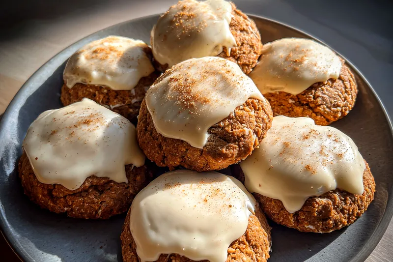 A shot of freshly baked Gingerbread Latte Cookie Delight cooling on a wire rack, showcasing their golden-brown color and texture.