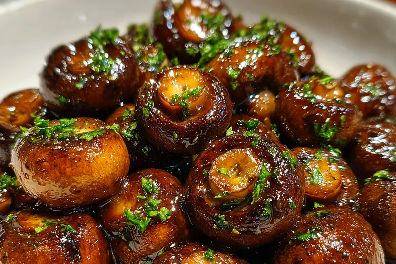 Cooking process for Glazed Roasted Mushrooms Delight