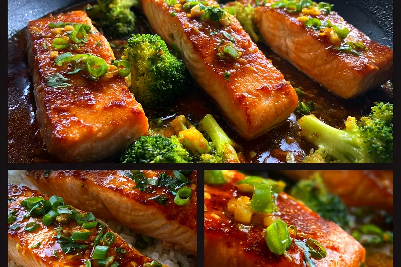 Cooking process for Glazed Salmon with Vegetables