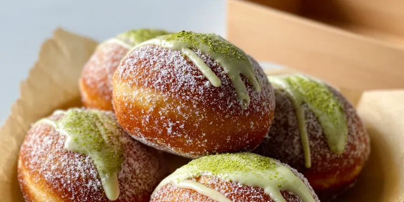 Golden-Brown Donuts with Creamy Matcha Filling