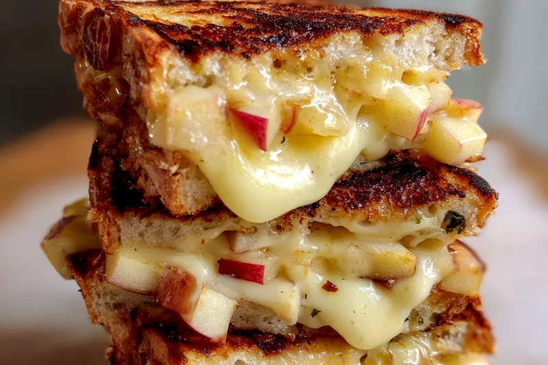 Gourmet Cranberry Apple Melted Cheese Sandwich baking in the oven