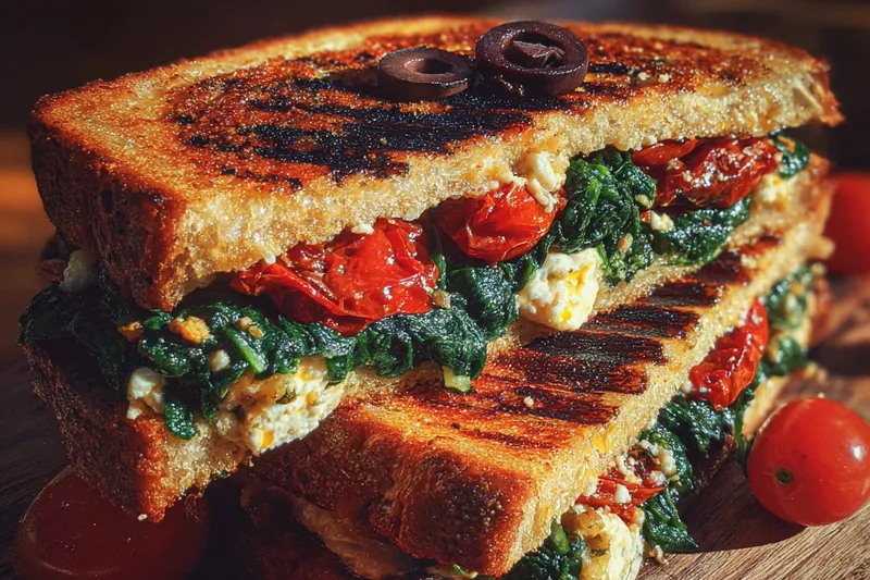 Cooking process for Gourmet Spinach Cheese Sandwich