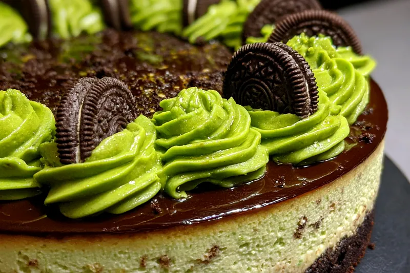 Cooking process for Green Velvet Oreo Cheesecake