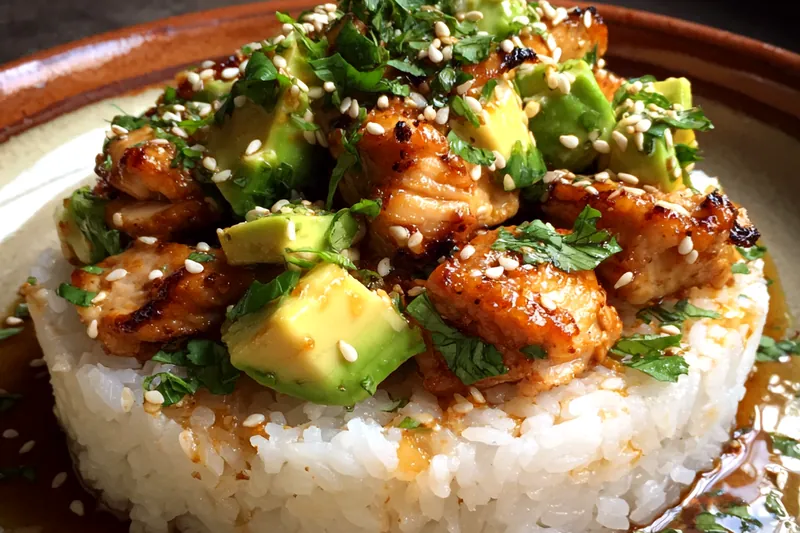 Cooking process for Grilled Chicken Avocado Stack