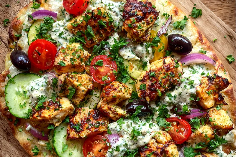 Cooking process for Grilled Chicken Flatbread Delight