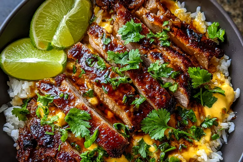 Cooking process for Grilled Chicken Rice Bowl