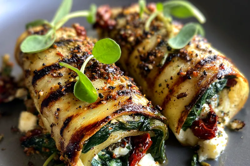 Cooking process for Grilled Chicken Spinach Rolls