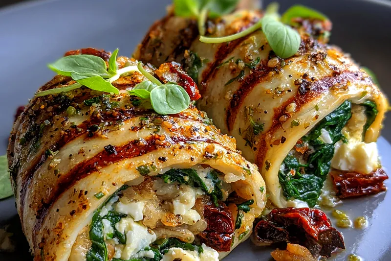 Fresh ingredients for Grilled Chicken Spinach Rolls