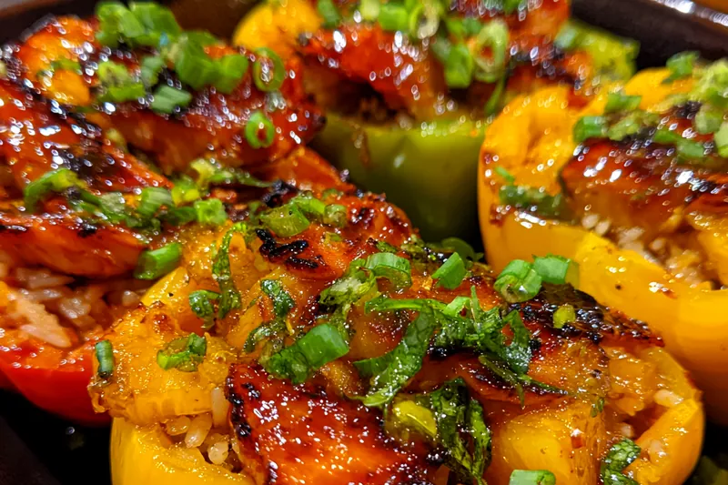 Fresh ingredients for Grilled Pineapple Chicken Peppers