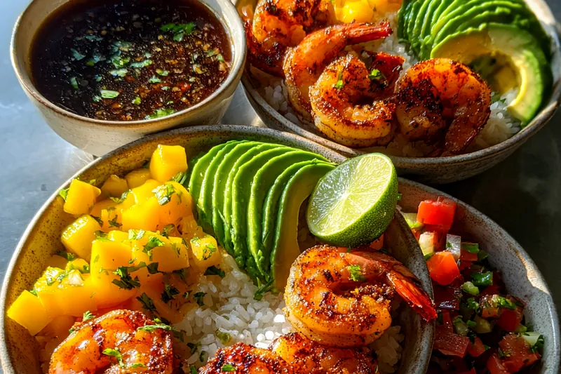 Cooking process for Grilled Shrimp Avocado Bowl