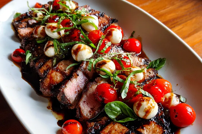 Cooking process for Grilled Steak Caprese Delight