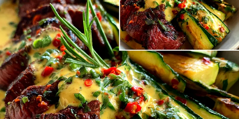 Grilled Steak with Creamy Zucchini