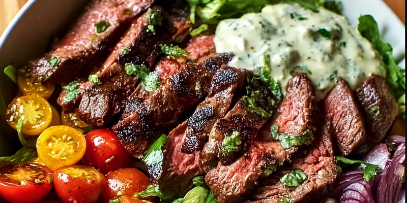 Grilled Steak Salad Bowl with Mixed Greens