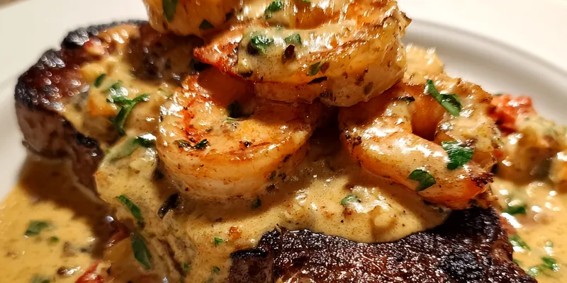 Grilled Steak with Shrimp Sauce