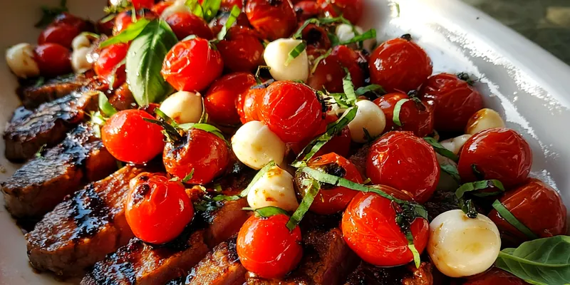 Grilled Steak with Caprese Topping