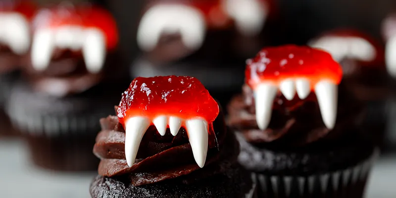 Halloween Vampire Bite Cupcakes