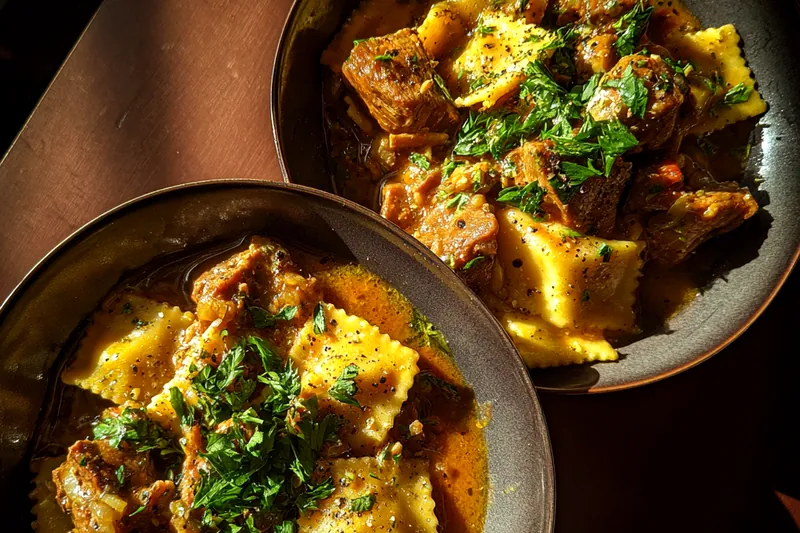 Fresh ingredients for Hearty Beef Stew Pasta