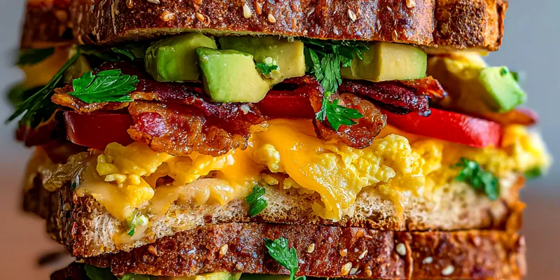 Hearty Breakfast Club Sandwich