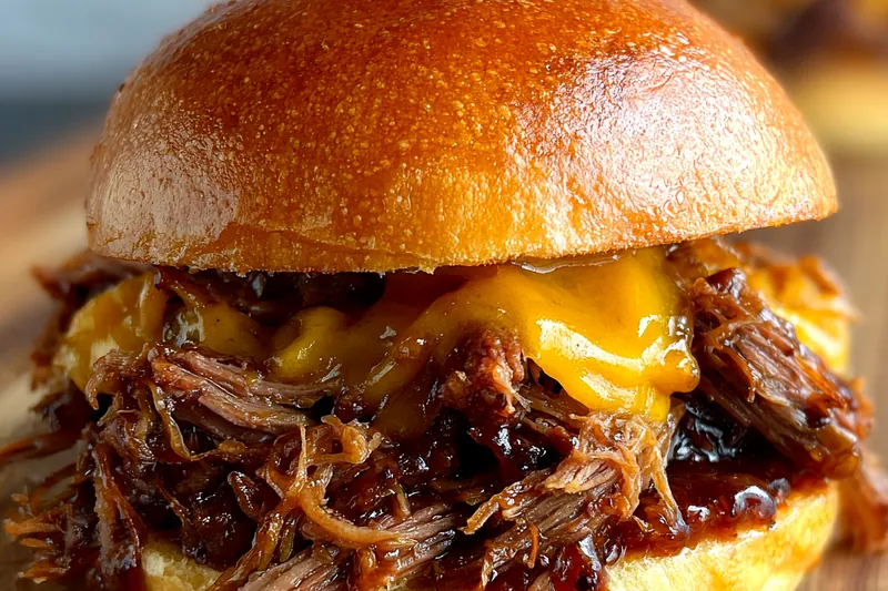 Fresh ingredients for Hearty Pulled Beef Sandwich